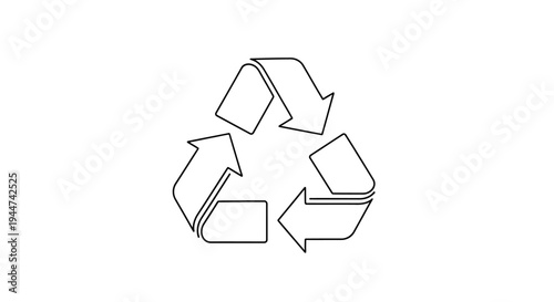 Recycling Symbol Simple Line Art Design.