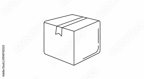 Simple Line Drawing of a Box.