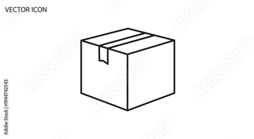Simple Black and White Box Illustration.