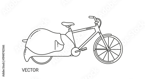 Pregnant Woman Riding Bicycle Line Art.
