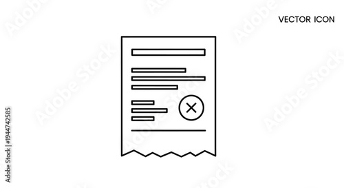 Rejected Document Icon with Error Symbol.