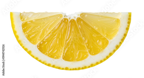 Photography Bright yellow lemon slice PNG isolated on transparent background, citrus fruit w