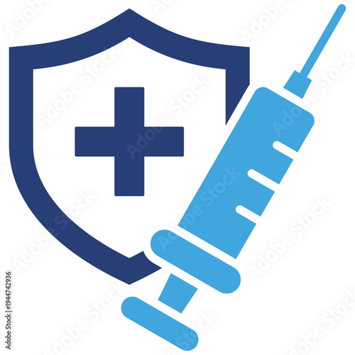 Vaccine Shield Two Color Icon