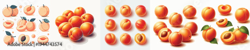 Apricot Fruit Vector Illustration Collection