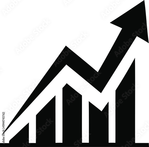 Icon of a bar graph with a sharp upward trending arrow graph, chart, bar graph, arrow, growth