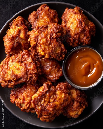 Crispy fried chicken served with tangy dipping sauce