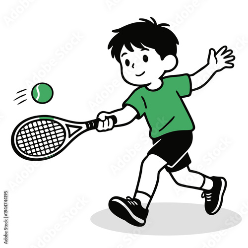 cute boy playing tennis editable vector design, sport, racket, player, ball, game, play, woman, playing, silhouette, athlete, fun, sports, exercise, vector, people, fitness, active, illustration