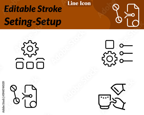 Clean flat vector icon featuring a single gear with a small wrench and screwdriver crossed in front, symbolizing system setup, configuration, and maintenance. Minimal design smooth lines modern.