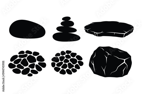 Stone and rock shapes vector icons