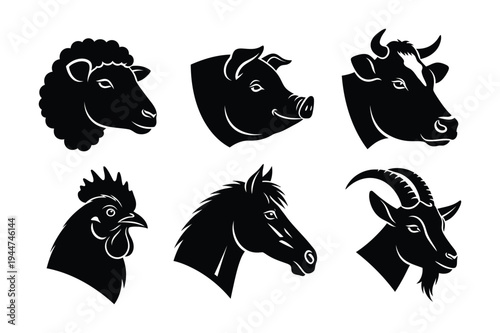 Farm animal head icons