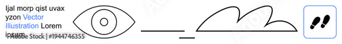 Visual storytelling, abstract communication, creative expression, symbolism, media, minimalism. Eye, cloud line and quotation marks in a minimal abstract layout. Visual storytelling and creative