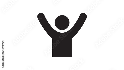 Success Celebration Icon – Person With Raised Arms Symbolizing Victory, Achievement and Motivation