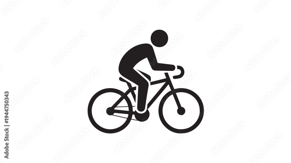 Obraz premium Cyclist Silhouette Riding Bicycle Icon Isolated on White for Cycling, Sports Fitness and Active Lifestyle Concepts