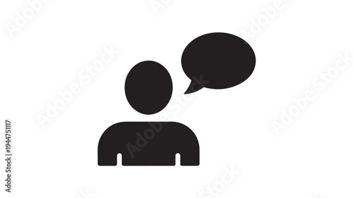 Speech Bubble Communication Icon Person Silhouette Talking Symbol for Dialogue, Customer Support and Messaging