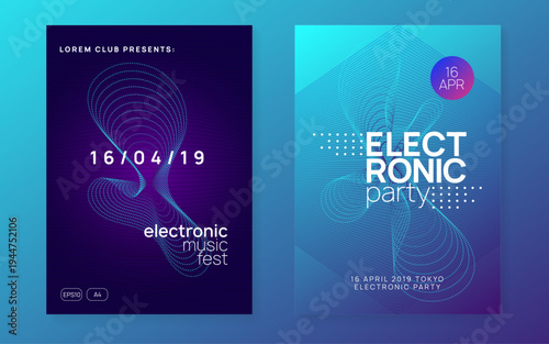 Fest Flyer. Party Electro Template. Concert Cover. Night Club Banner. Pink Edm Background. Electronic Audio Illustration. Blue Dj Set. Green Fest Flyer