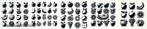 Fruit Silhouette Icon Vector Illustration Collection