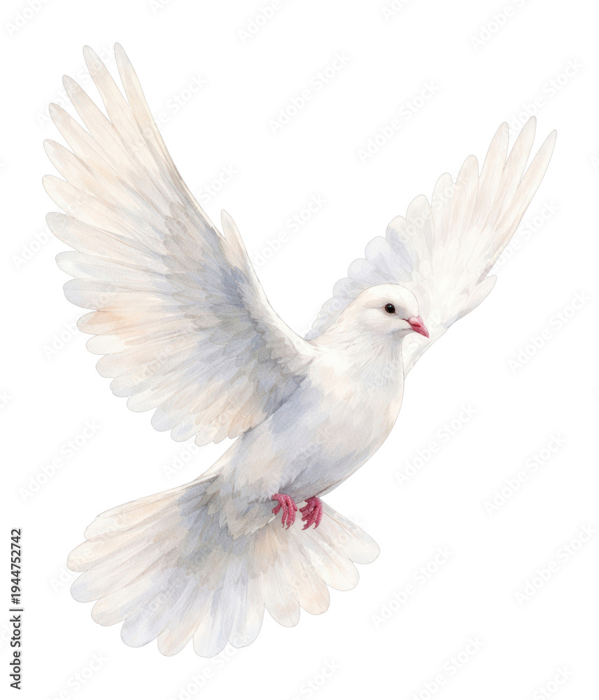 Obraz premium PNG Graceful watercolor dove illustration.