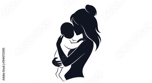 Abstract Mother Holding Child Silhouette Photo