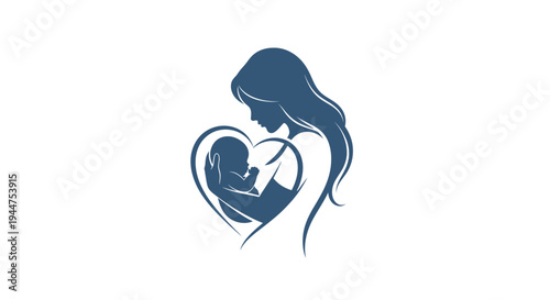 Mother Silhouette Holding Heart Baby Photo