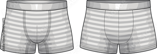 Men’s striped boxer briefs, breathable fabric, stylish design, seamless fit, essential underwear, grey color, durable comfort, modern fashion choice