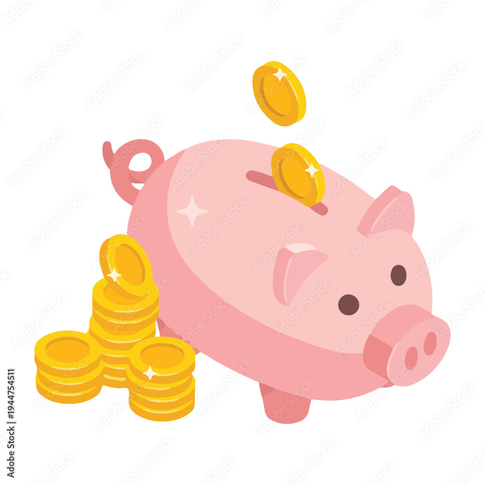Fototapeta premium Piggy bank with coins