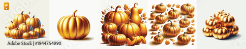 Golden Pumpkin Vector Illustration Collection
