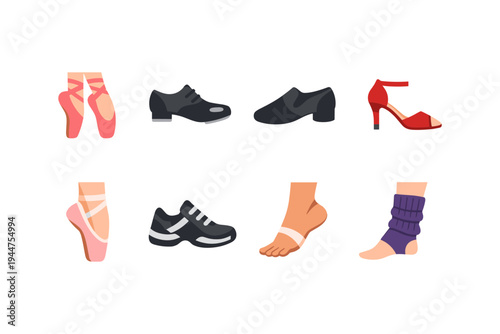 Collection of diverse footwear for various activities and styles