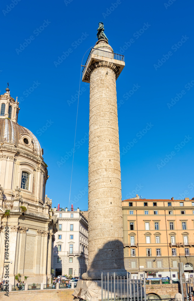 Obraz premium Ancient Trajan's column in Rome, Italy