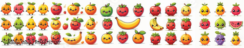 Fruits Icon Character Vector Illustration Collection