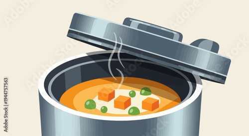 Steaming Hot Soup in Pressure Cooker.
