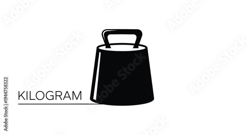 A black silhouette of a kilogram weight with accompanying text silhouette