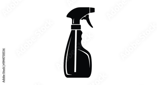 A black spray bottle depicted as a striking graphic silhouette