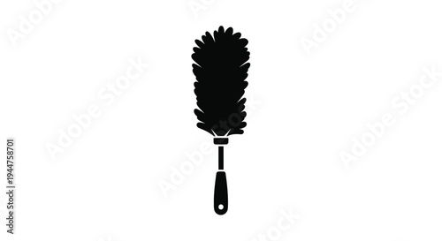 A black silhouette of a feather duster against a white background silhouette