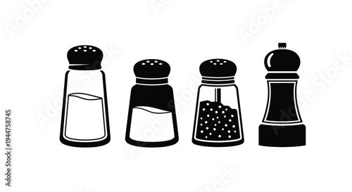 Black and white silhouettes of salt and pepper shakers