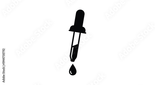 Black pipette dropping liquid a simple graphic design silhouette