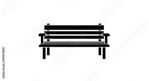 Simple black park bench illustration a minimalist design silhouette