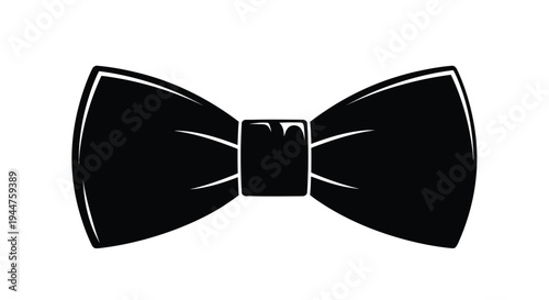 A classic black bow tie design presented as a striking silhouette