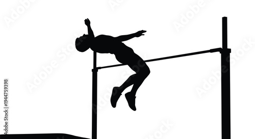 High jumper in action crossing the bar a striking silhouette