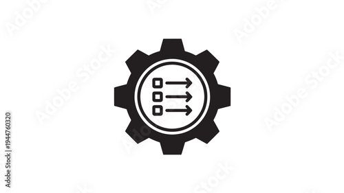 Business Process Gear Icon With Circular Arrows for Workflow Automation, System Optimization and Productivity