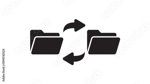 Data Exchange Folder Icon With Circular Arrows for File Synchronization, Cloud Backup and Digital Transfer