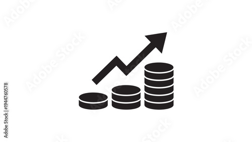 Financial Growth Coins Stack With Rising Arrow Icon – Investment Profit Business Success Concept