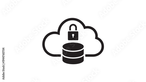 Cloud Security Lock Database Icon for Data Protection Privacy and Secure Cloud Storage
