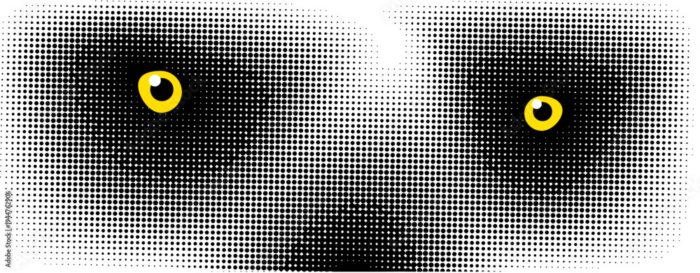 Fototapeta premium Abstraction of the eye of a halftone lemur animal of jungle, Madagascar, safari Hand drawn. Not AI, vector illustration