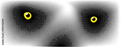 Abstraction of the eye of a halftone lemur animal of jungle, Madagascar, safari Hand drawn. Not AI, vector illustration