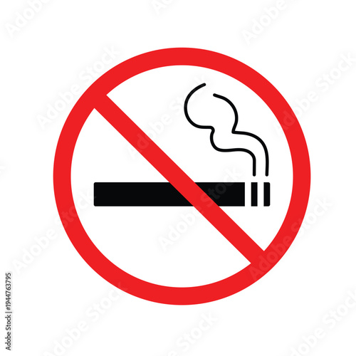 Universal No Smoking Prohibited Sign Icon Isolated on White Background
