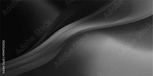 Abstract black and white background featuring soft gray waves and blue light lines in a dark flowing motion pattern for a modern vector art wallpaper design