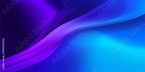 A futuristic digital art illustration of smooth flowing blue waves and purple curves creates a motion texture on this abstract light background design