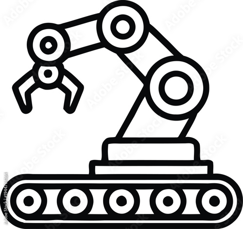 Robotic arm silhouette on a track industrial automation and robotics silhouette