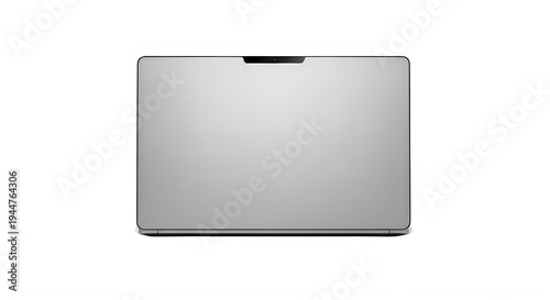 Sleek modern laptop with a silver metallic finish and minimalist design isolated on transparent background