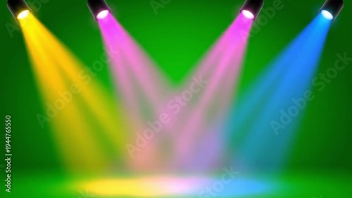 Abstract colorful stage lights glowing at a vibrant music party show